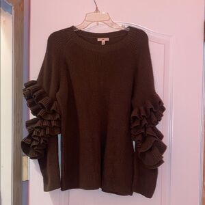 Green Ruffled Sleeve Sweater